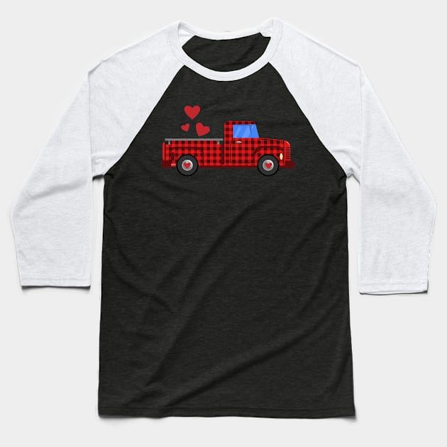 Vintage Truck Buffalo Plaid I Valentine’s Day Valentine Baseball T-Shirt by 2blackcherries